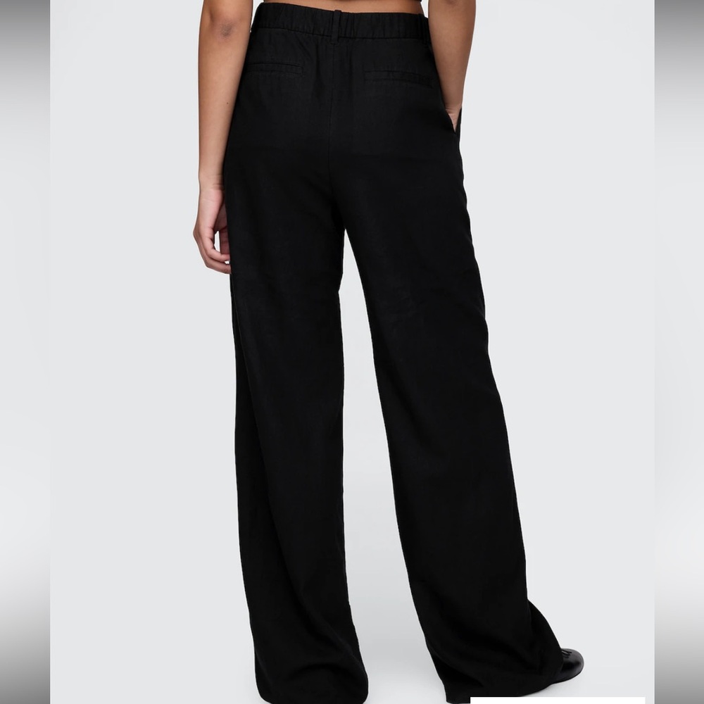 Gap linen cotton blend Classic Black Wide-Leg Trousers - Picture 2 of 5